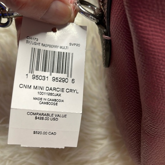 ❤️COACH Mini Darcie Carryall Satchel Crossbody ~ Silver/Light Raspberry Multi - Picture 16 of 16